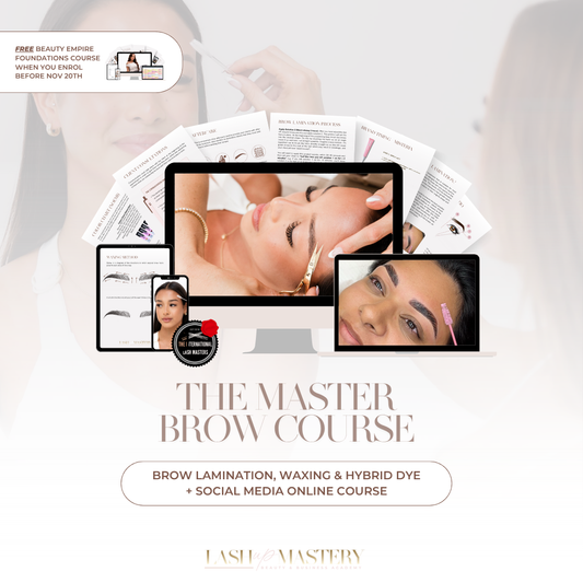Master Brow Course: Brow Lamination, Waxing & Hybrid Dye + Social Media Course