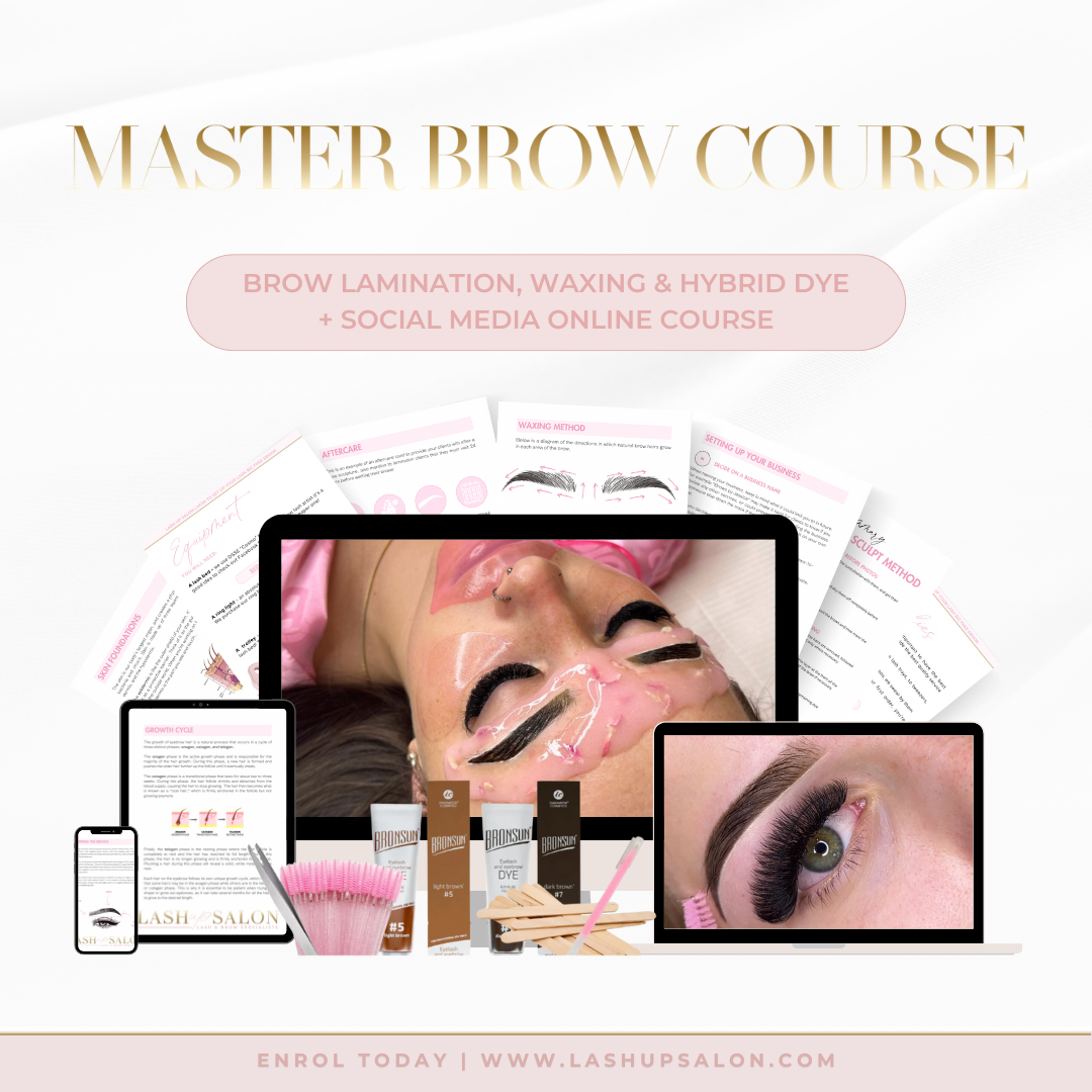 Master Brow Course: Brow Lamination, Waxing & Hybrid Dye + Social Media Course